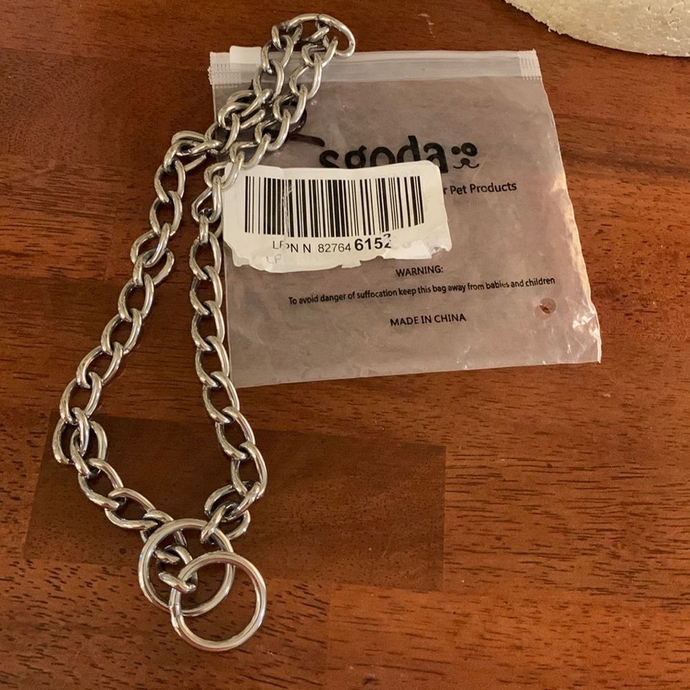 Pet choke chain collar silvertone